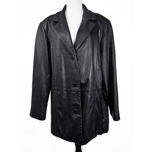 Wilsons Pelle Studio Vintage Size 3x Black Leather Jacket Y2K 90s